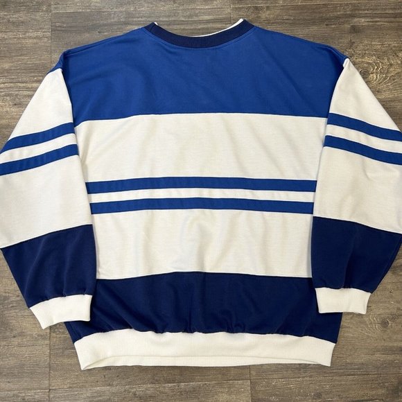 Vintage Steeplechase Blue‎ Striped Double Neck Crewneck Sweatshirt Men Size XXL - Picture 8 of 8